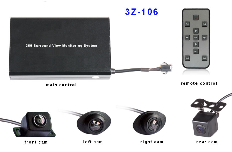 360° Car Panoramic View System Dashcam DVR Recorder Full View w/ 7" LCD Monitor 